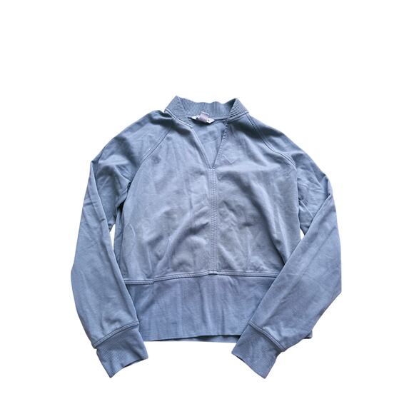 Athleta EastBound V-Neck Pullover Sweatshirt Teal Small Lightweight Layer Lounge - Picture 5 of 10